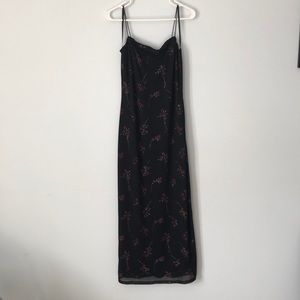 Spaghetti strap black with flower detailing  dress